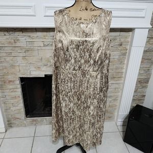 Alex‎ Marie metallic gold foil Sleeveless Sheath dress plus size 16W